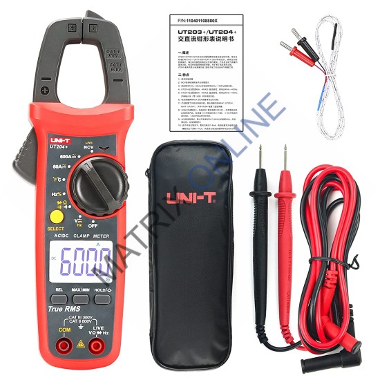 UT204+ Digital AC/DC Clamp Meter 600A