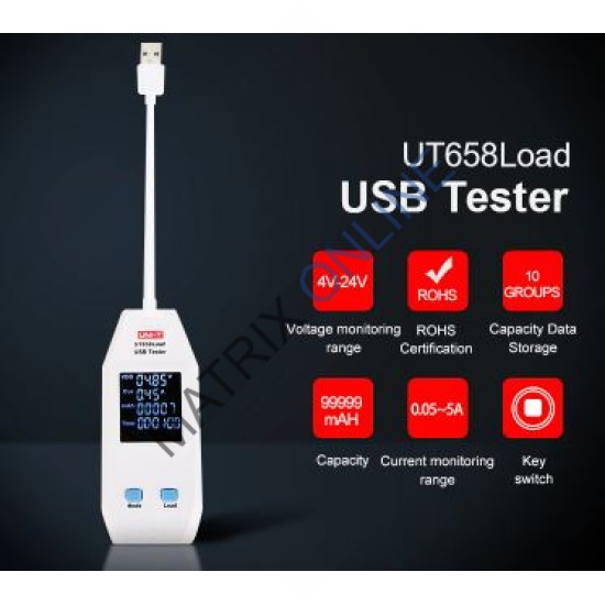 UT658LOAD Digital USB Tester 4~24VDC